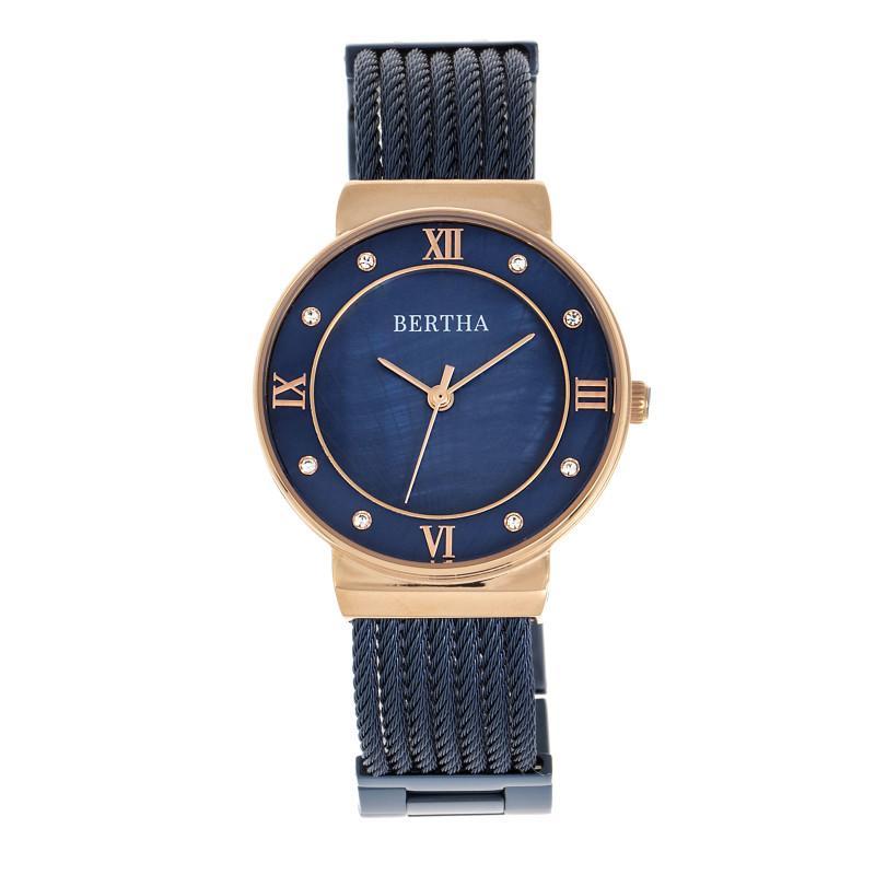Bertha Dawn Mother-of-Pearl Cable Bracelet Watch
