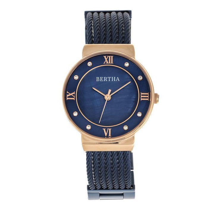 Bertha Dawn Mother-of-Pearl Cable Bracelet Watch