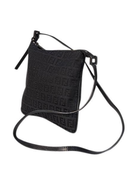 Fendi - Black Monogram Zucchino Canvas Crossbody Bag