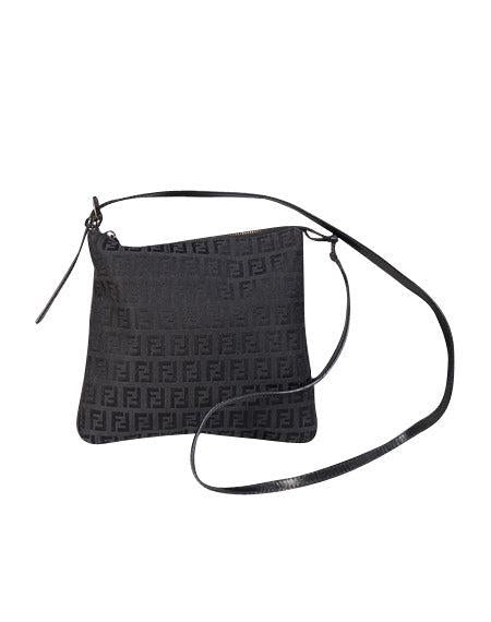 Fendi - Black Monogram Zucchino Canvas Crossbody Bag