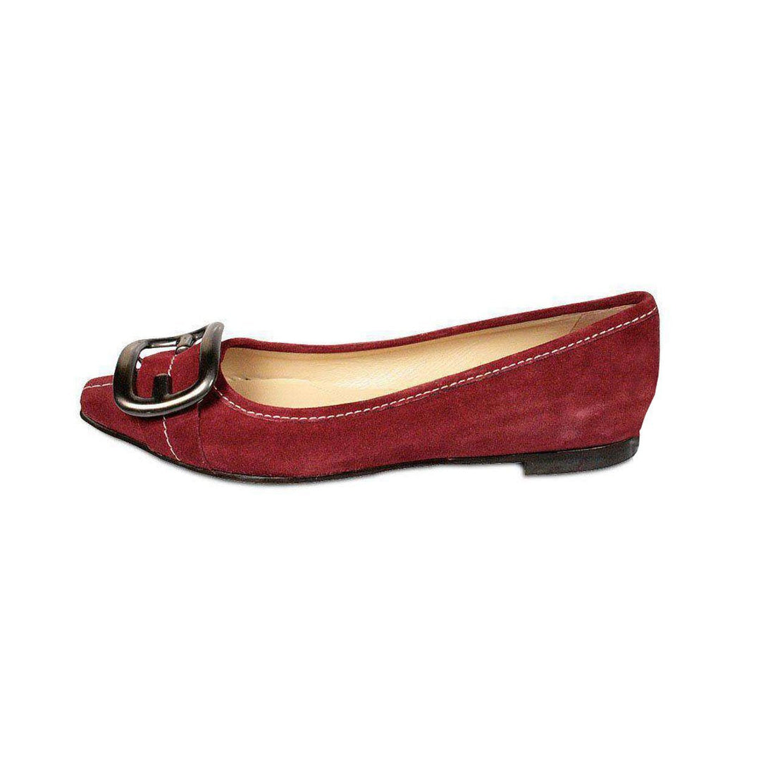 Fendi Designer Shoes for Women Flat Burgundy Suede shoes 8X2825 (FFW06)