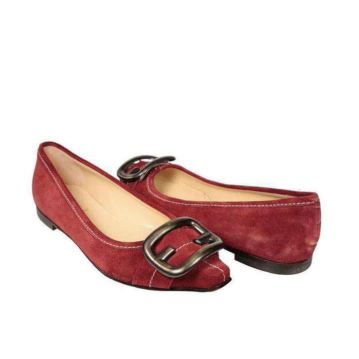 Fendi Designer Shoes for Women Flat Burgundy Suede shoes 8X2825 (FFW06)