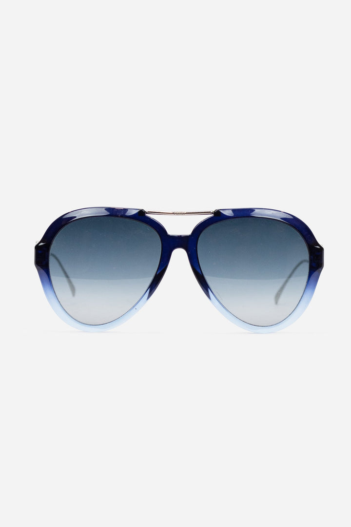 Black and Blue Gradient Lens Aviator Sunglasses