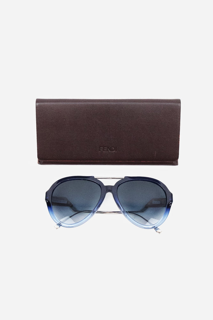 Black and Blue Gradient Lens Aviator Sunglasses