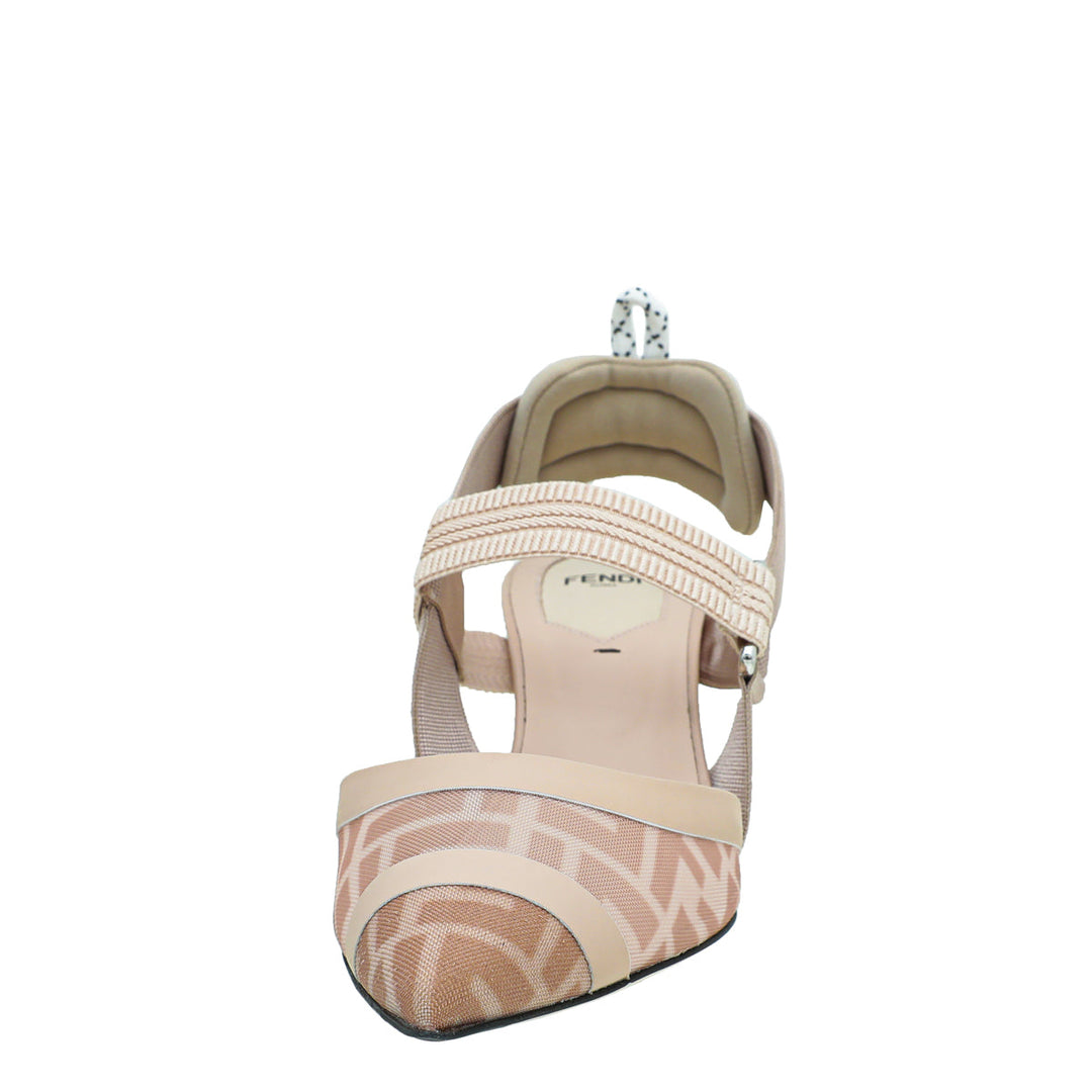 Fendi Beige Mesh Colibri Slingback Pump 41