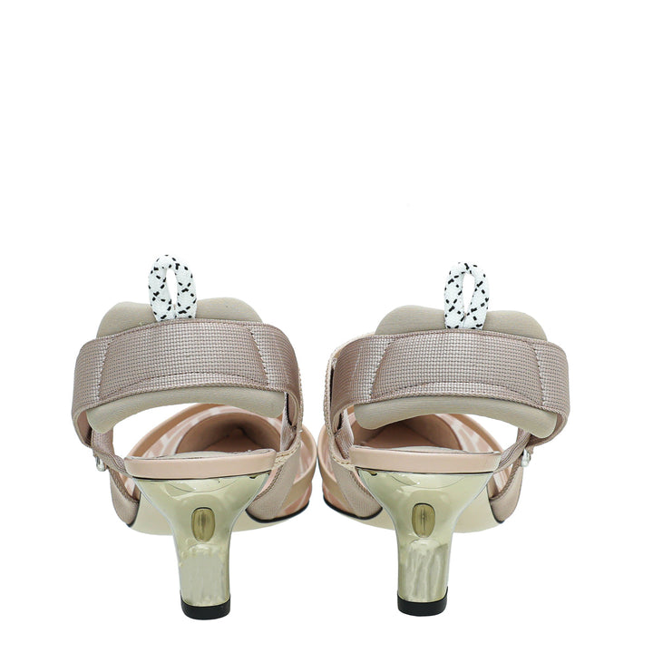 Fendi Beige Mesh Colibri Slingback Pump 41
