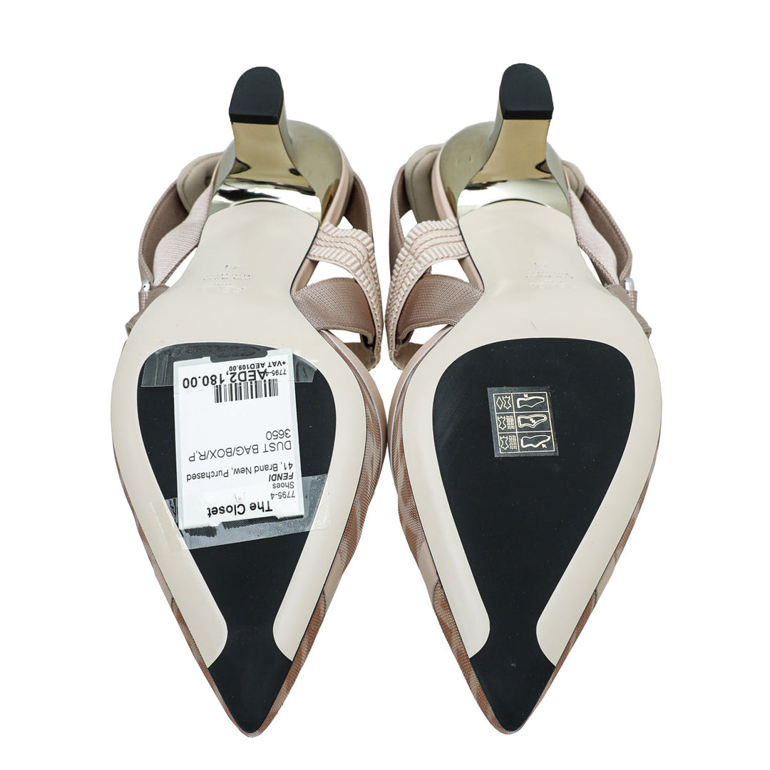 Fendi Beige Mesh Colibri Slingback Pump 41