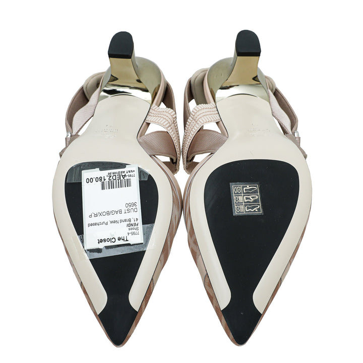 Fendi Beige Mesh Colibri Slingback Pump 41
