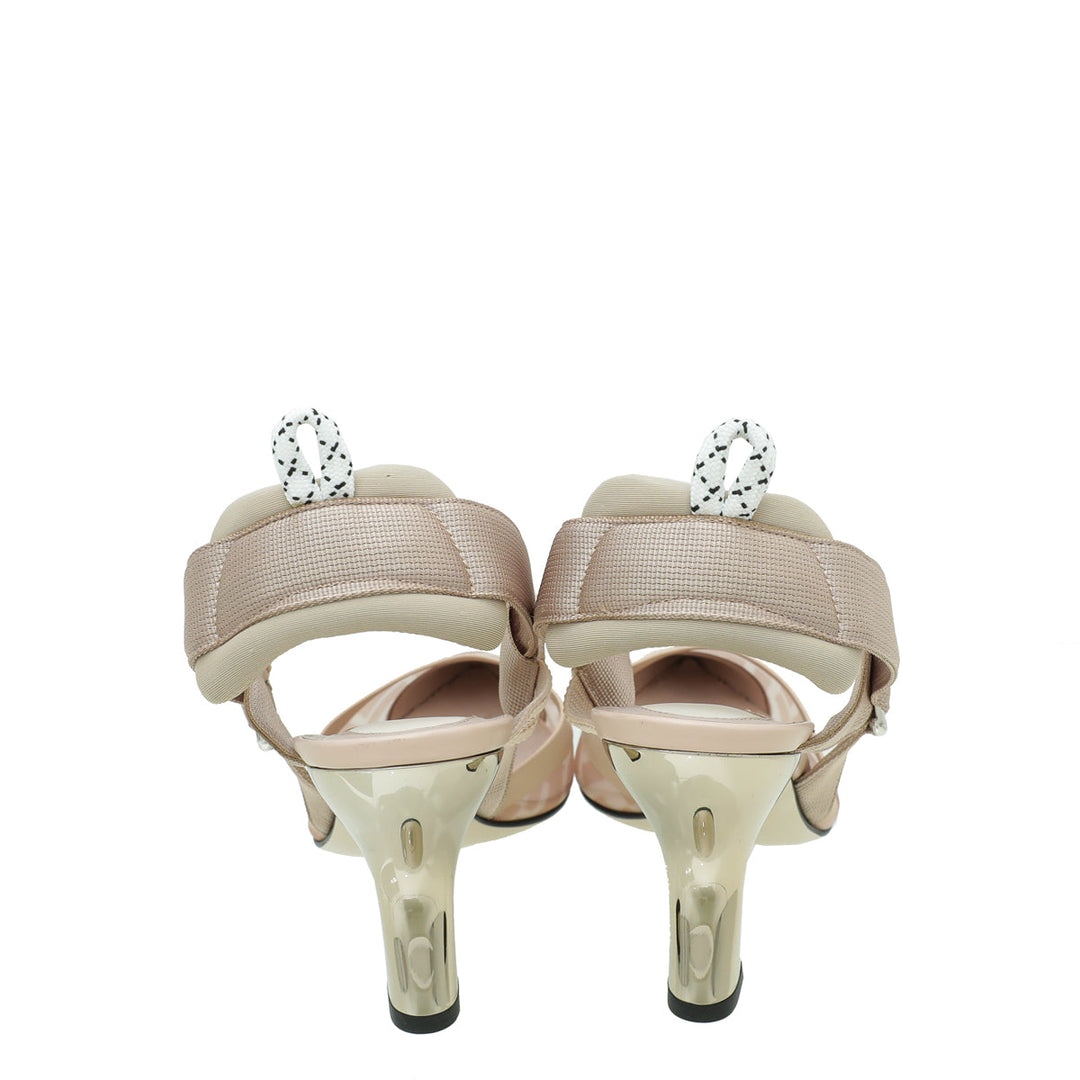 Fendi Beige Colibri Mesh Slingback Pump 37.5