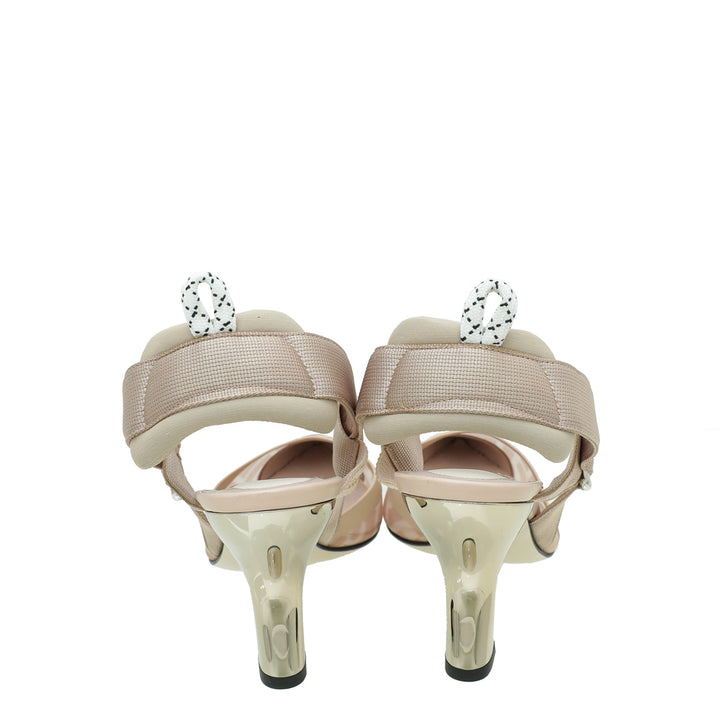 Fendi Beige Colibri Mesh Slingback Pump 37.5