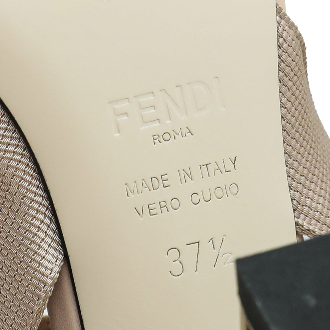 Fendi Beige Colibri Mesh Slingback Pump 37.5