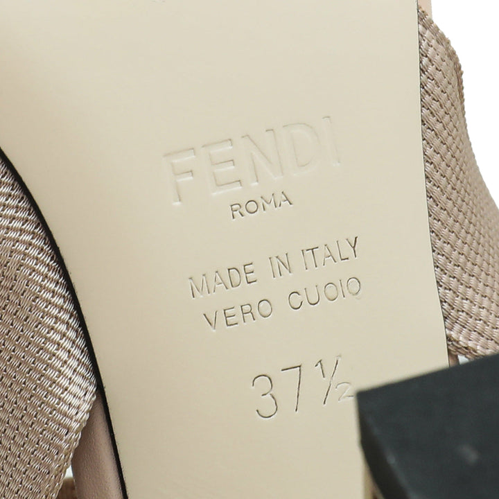 Fendi Beige Colibri Mesh Slingback Pump 37.5