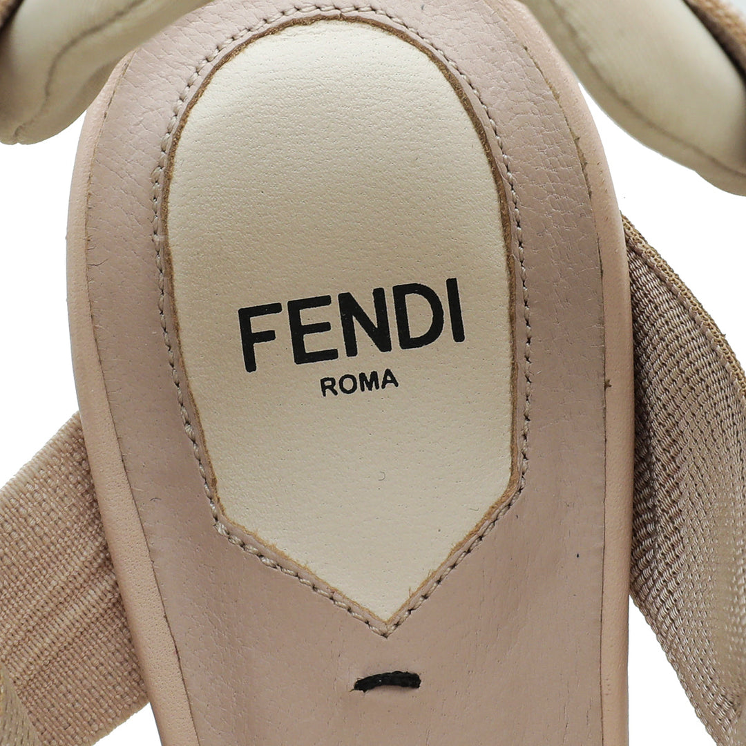 Fendi Beige Colibri Mesh Slingback Pump 37.5
