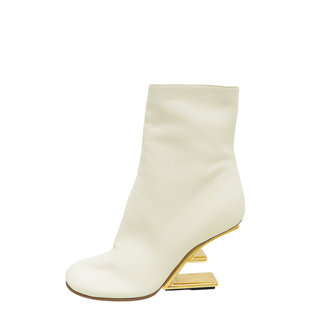 Fendi Cream First High-Heeled Ankle Boots 37