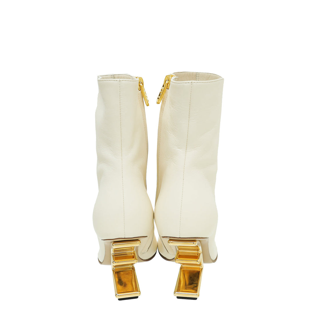 Fendi Cream First High-Heeled Ankle Boots 37