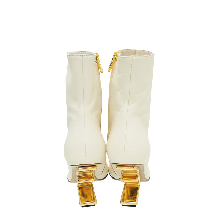Fendi Cream First High-Heeled Ankle Boots 37