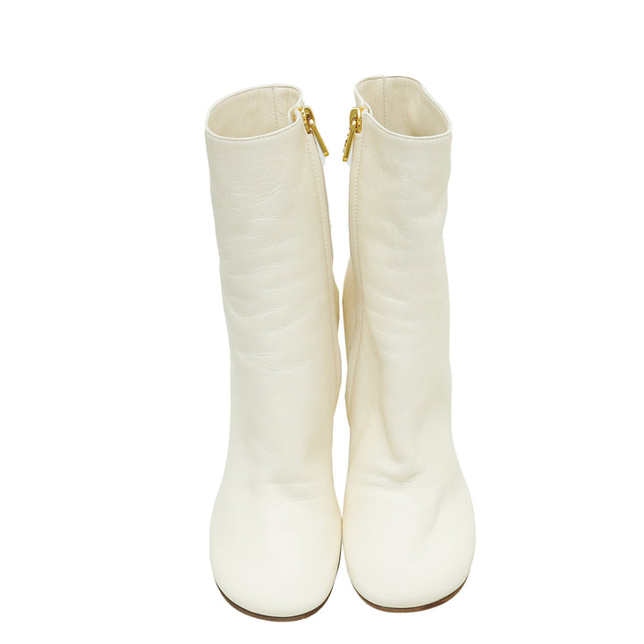Fendi Cream First High-Heeled Ankle Boots 37