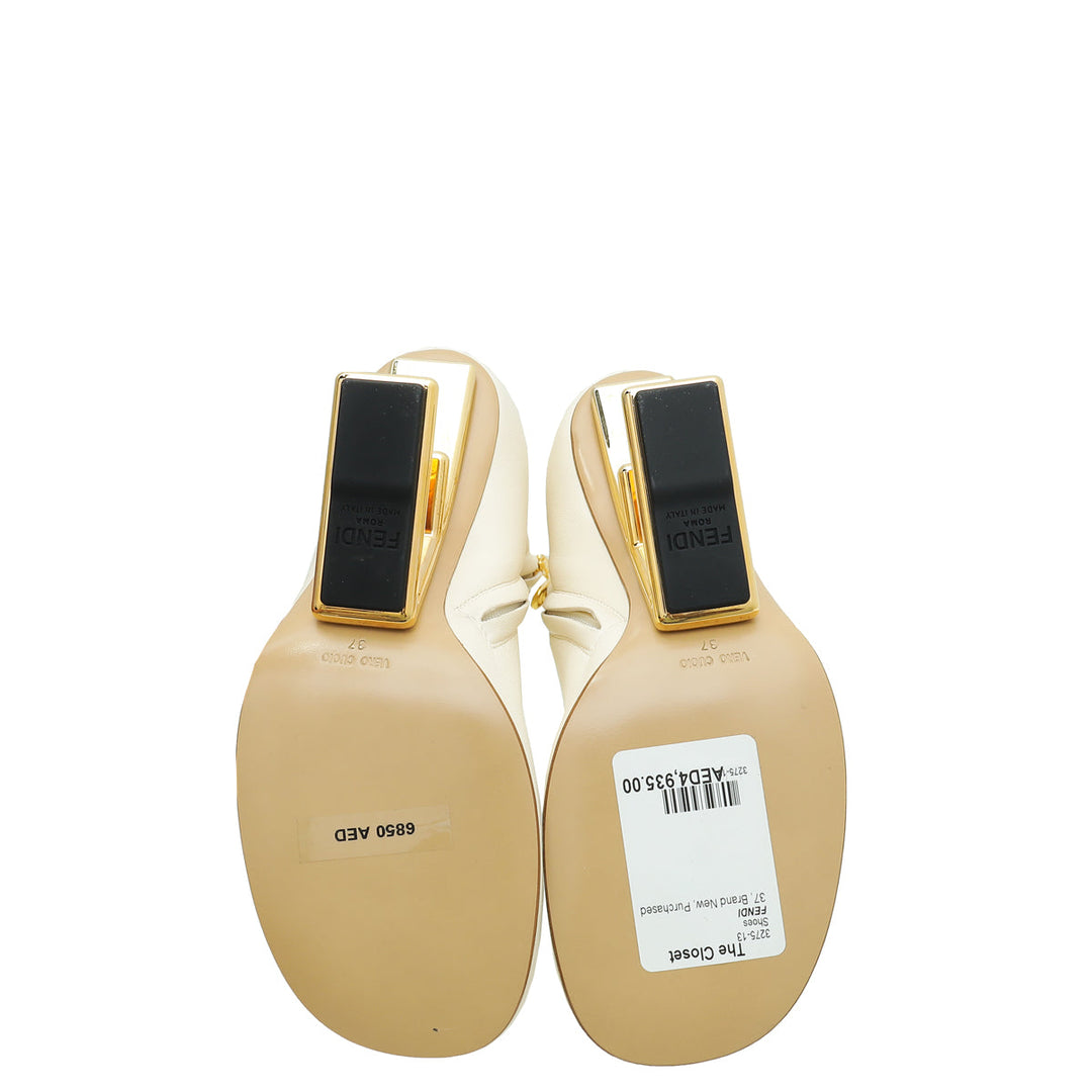 Fendi Cream First High-Heeled Ankle Boots 37