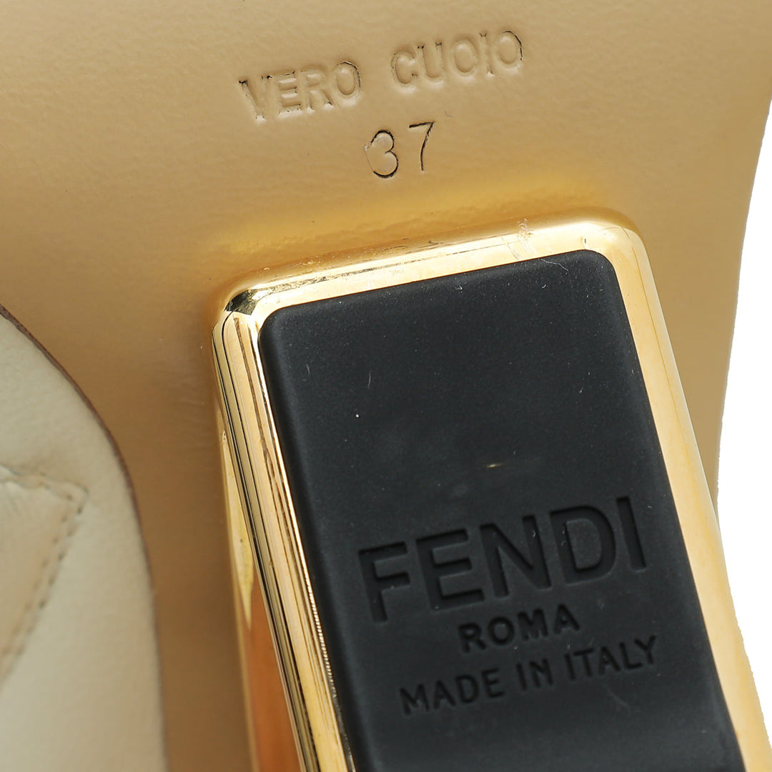 Fendi Cream First High-Heeled Ankle Boots 37