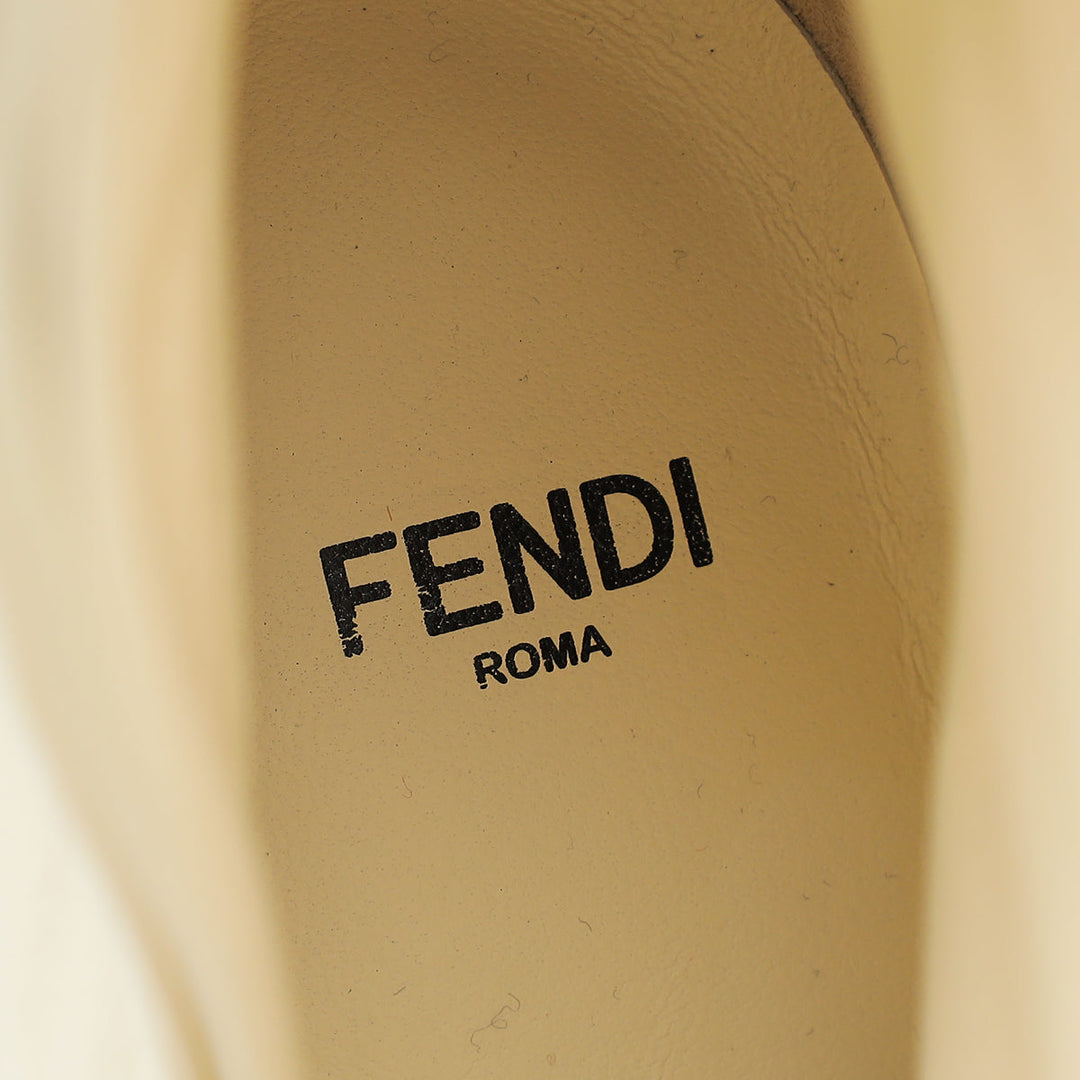Fendi Cream First High-Heeled Ankle Boots 37