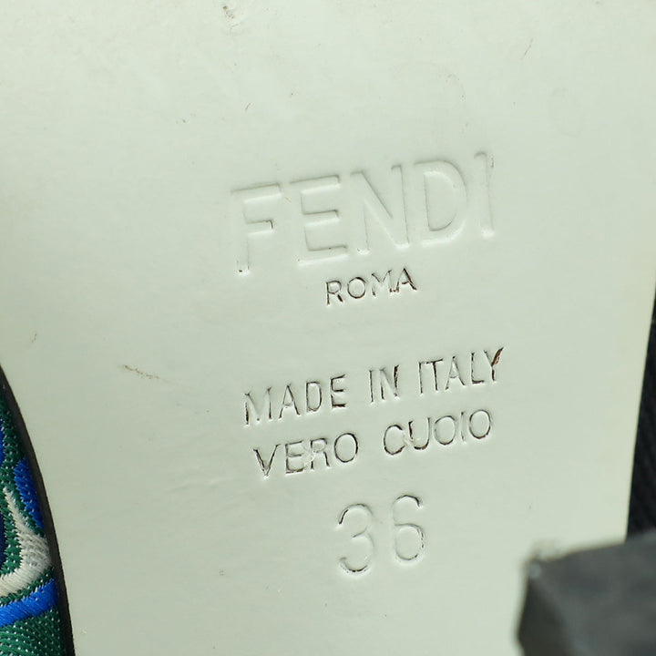 Fendi Blue Multicolor Colibri Mesh Slingback Pump 36