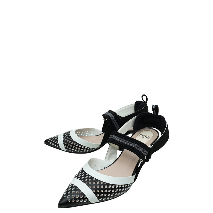 Fendi Bicolor Colibri Slingback 37.5