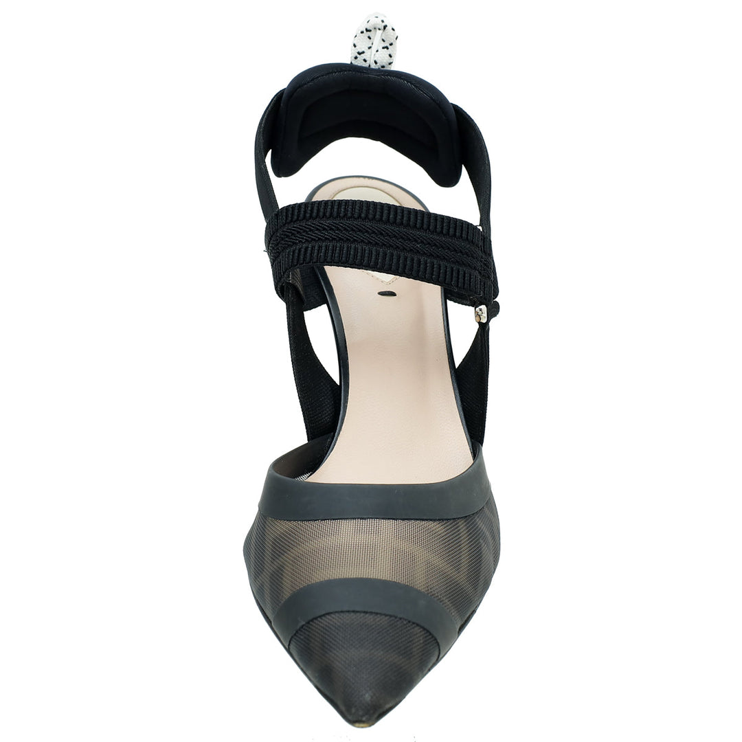 Fendi Black Colibri Mesh Slingback Pump 37.5