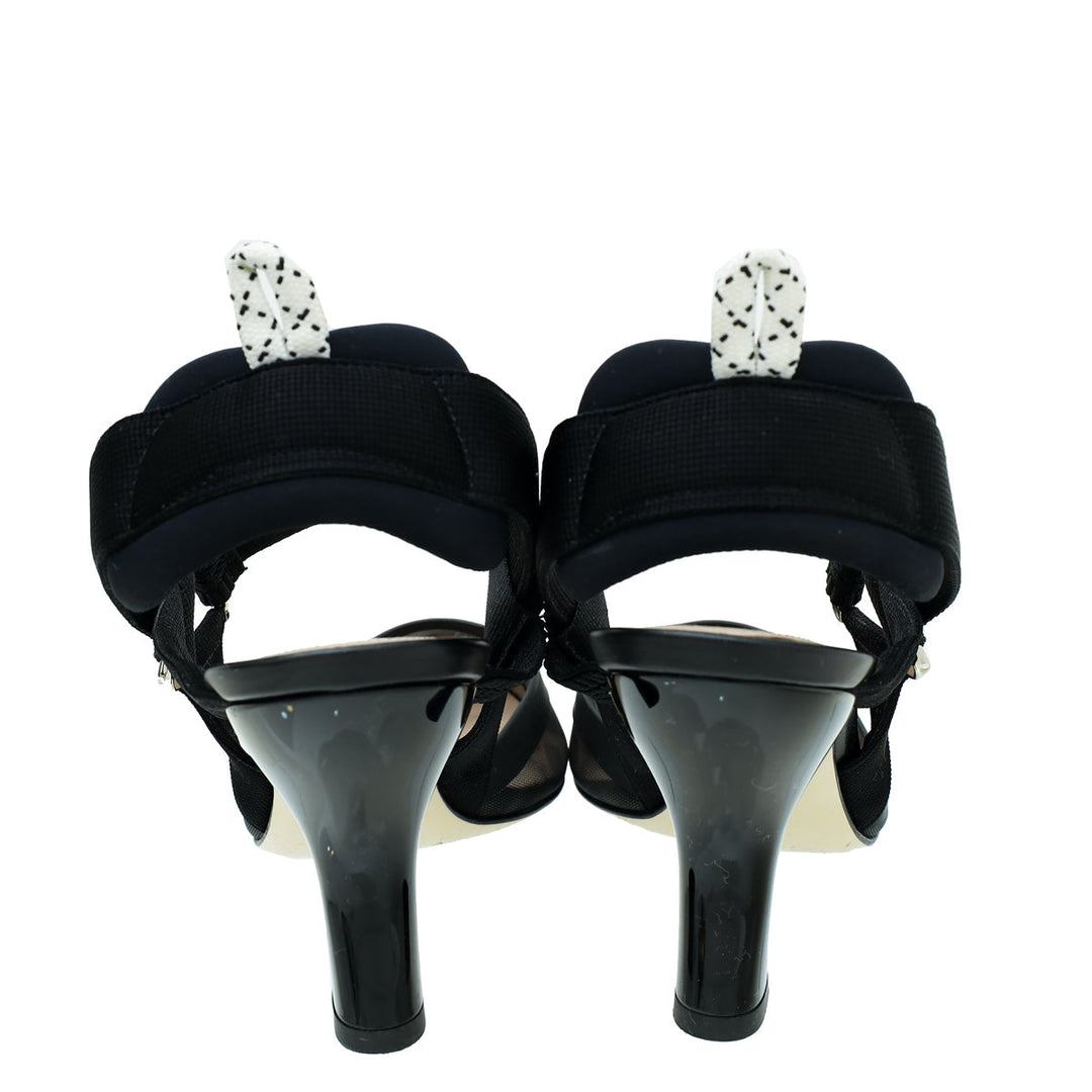 Fendi Black Colibri Mesh Slingback Pump 37.5