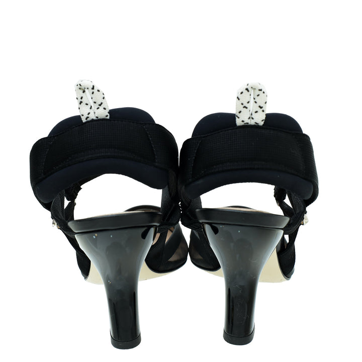 Fendi Black Colibri Mesh Slingback Pump 37.5
