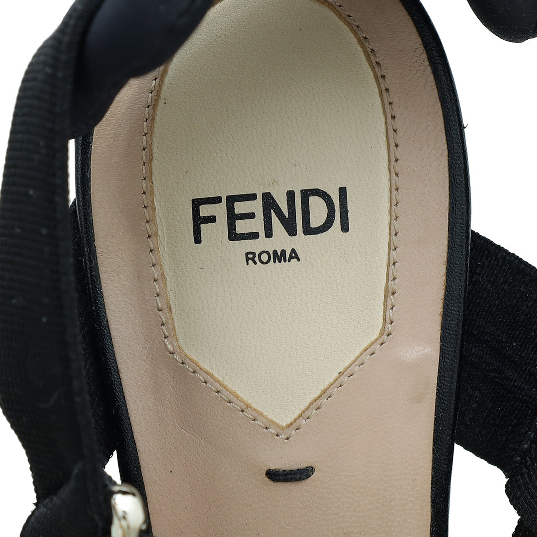 Fendi Black Colibri Mesh Slingback Pump 37.5