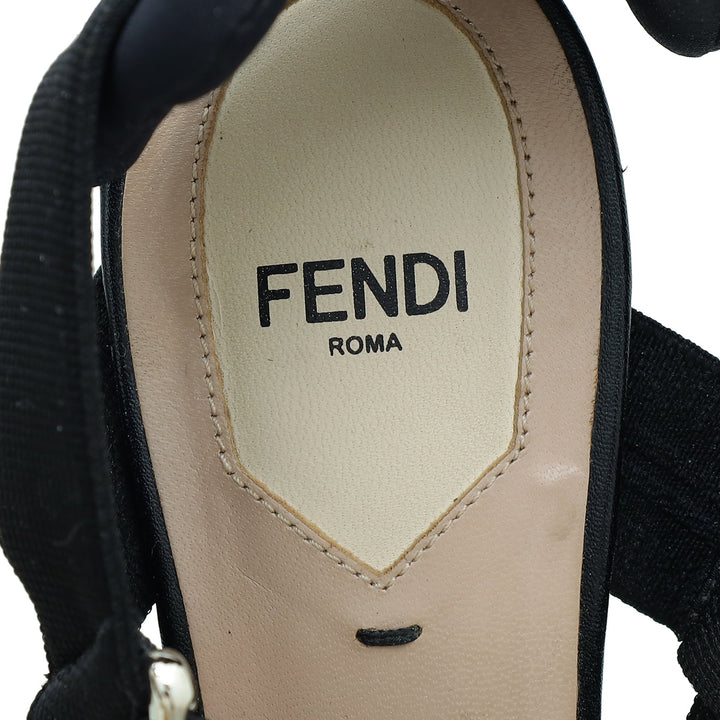 Fendi Black Colibri Mesh Slingback Pump 37.5
