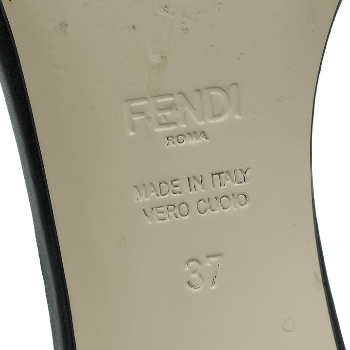 Fendi Brown FF Velvet Slide Mules 37