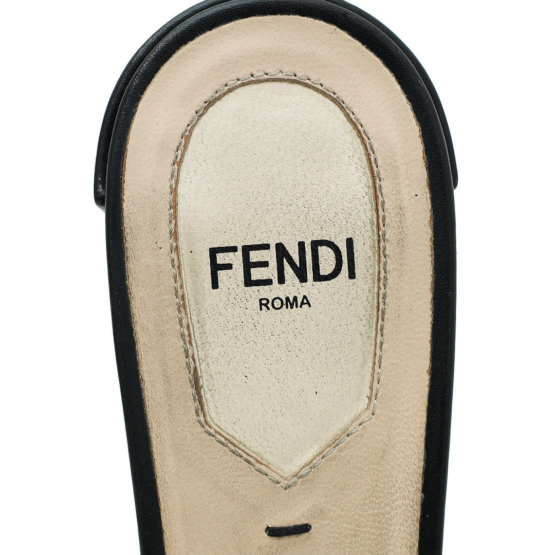 Fendi Brown FF Velvet Slide Mules 37