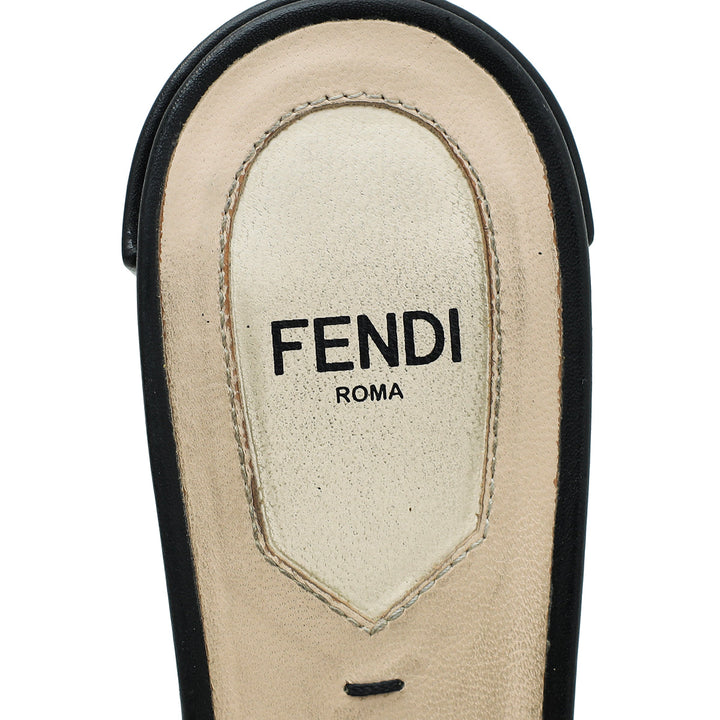 Fendi Brown FF Velvet Slide Mules 37