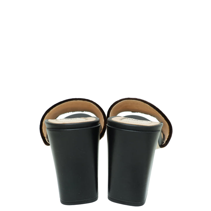 Fendi Bicolor FF Velvet Slide Mules 37