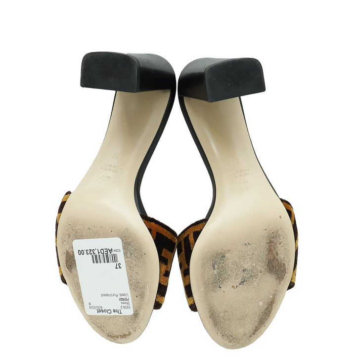 Fendi Bicolor FF Velvet Slide Mules 37