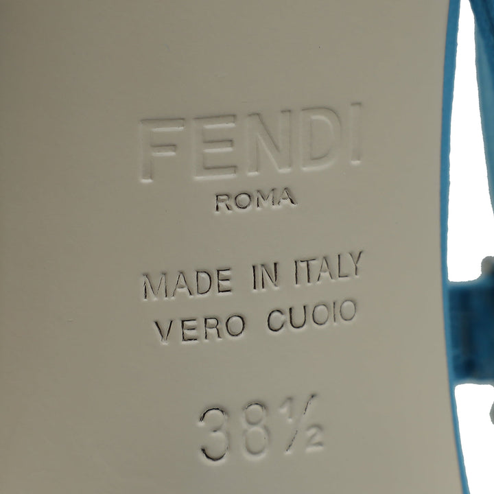 Fendi Light Blue Satin Colibri Lite Tulle and High-Heeled Slingback 38.5