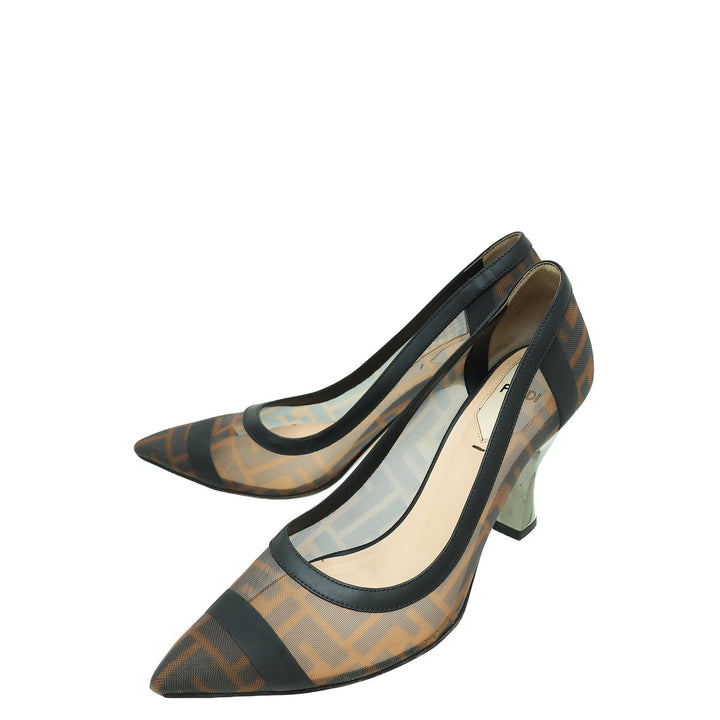 Fendi Bicolor Colibri Mesh Pumps 38