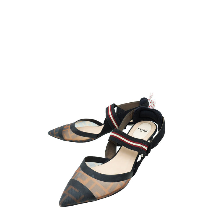 Fendi Bicoloe FF Mesh Colibri Slingback Pump 39