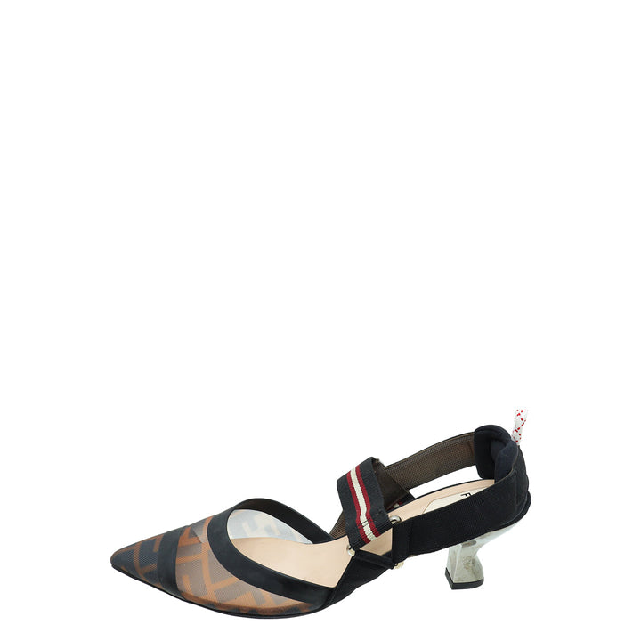 Fendi Bicoloe FF Mesh Colibri Slingback Pump 39