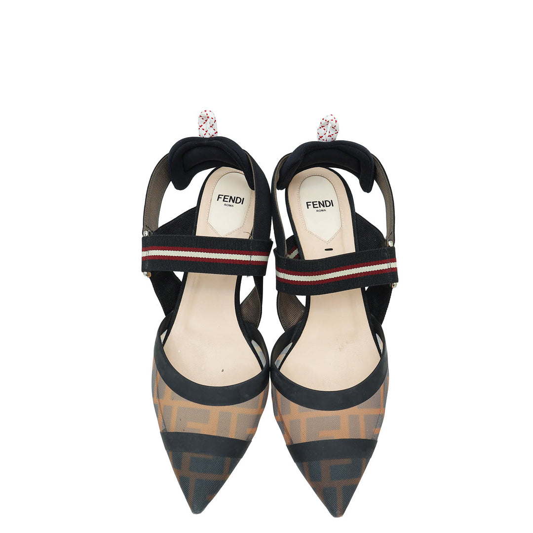 Fendi Bicoloe FF Mesh Colibri Slingback Pump 39