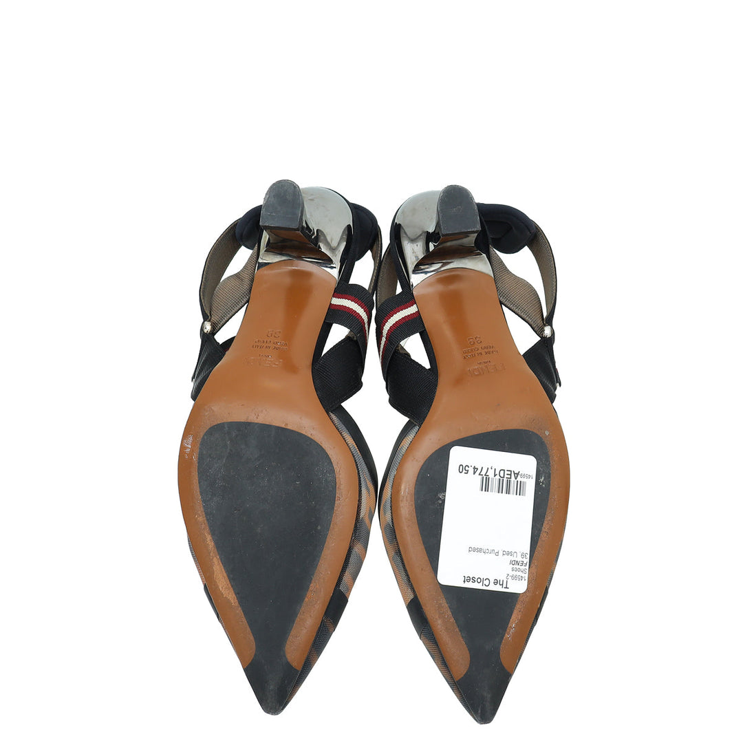 Fendi Bicoloe FF Mesh Colibri Slingback Pump 39