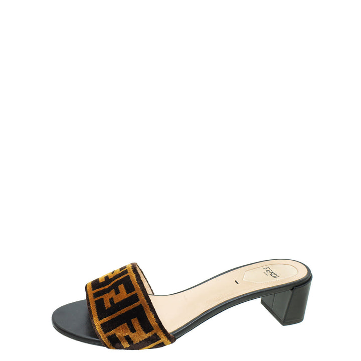 Fendi Bicolor FF Velvet Slide Mules 40