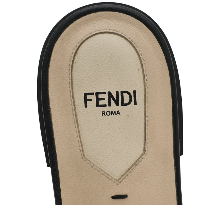 Fendi Black Logo Embossed Slide Flat Sandals 38.5