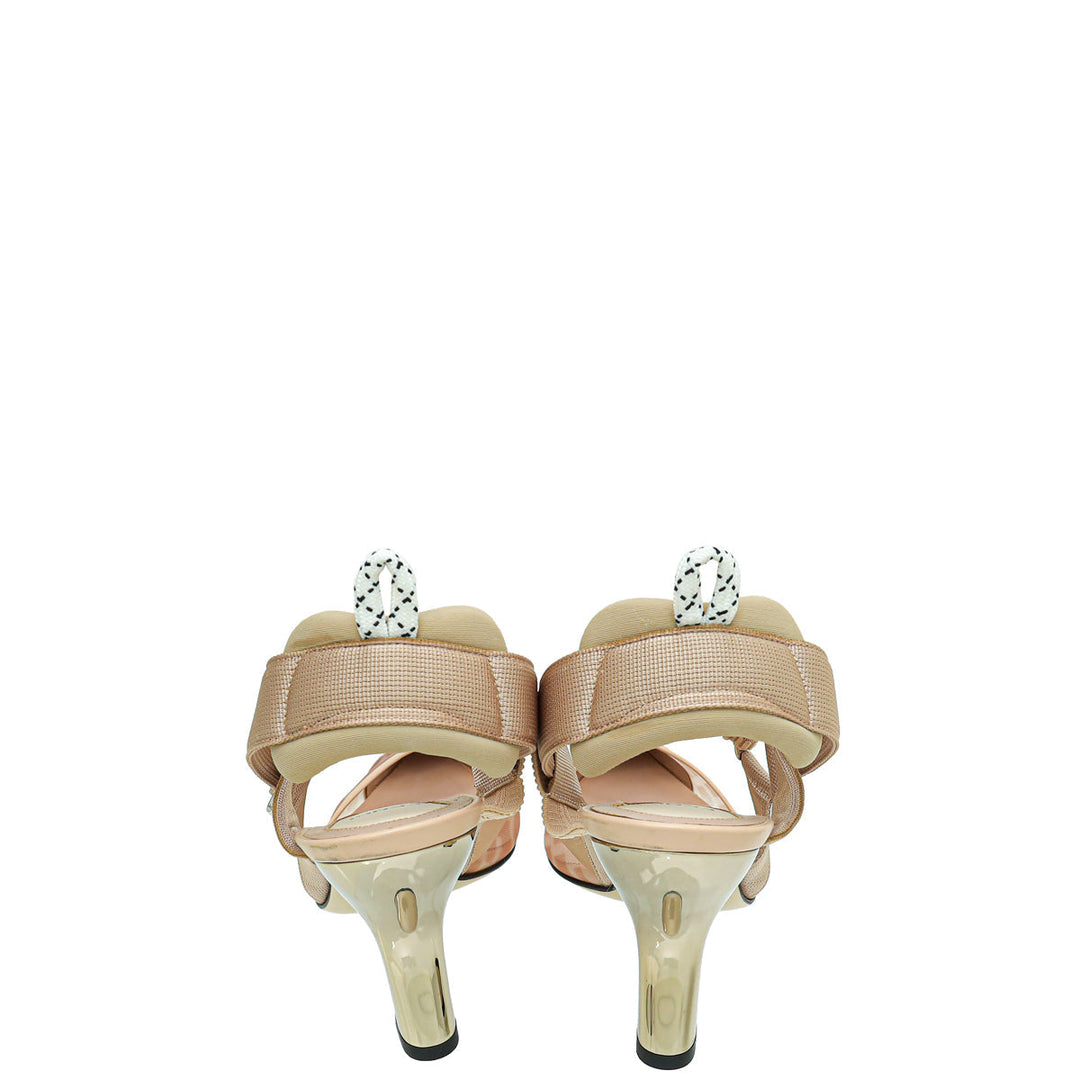 Fendi Bicolor Colibri Mesh Slingback Pumps 38