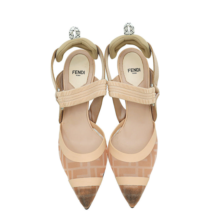 Fendi Bicolor Colibri Mesh Slingback Pumps 38