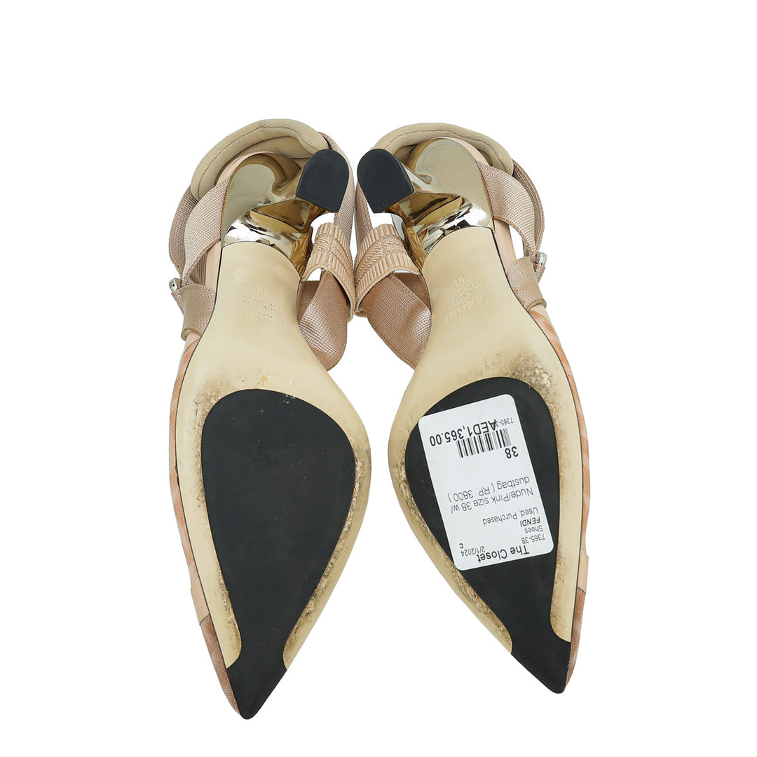 Fendi Bicolor Colibri Mesh Slingback Pumps 38