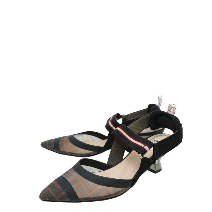 Fendi Colibri Mesh Slingback Pump 36