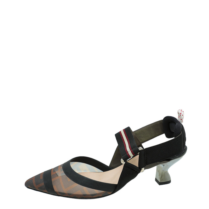 Fendi Colibri Mesh Slingback Pump 36