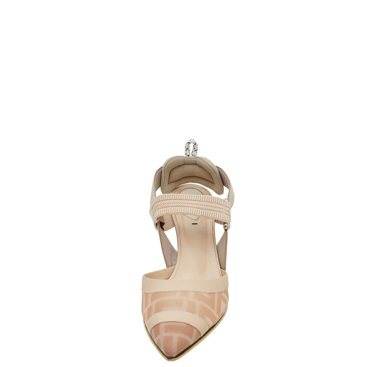 Fendi Beige Mesh Colibri Slingback Pump 37.5